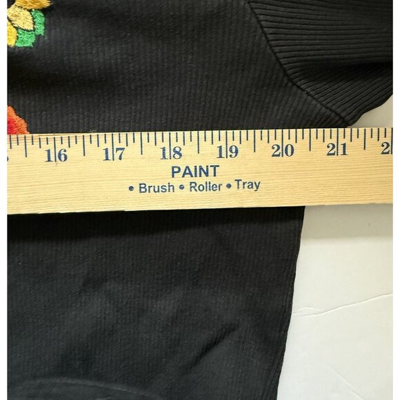 VTG 80s 90s Fruit Sunflower Cherry Embroidered Ribbed Top L/XL Button Front - Picture 7 of 8